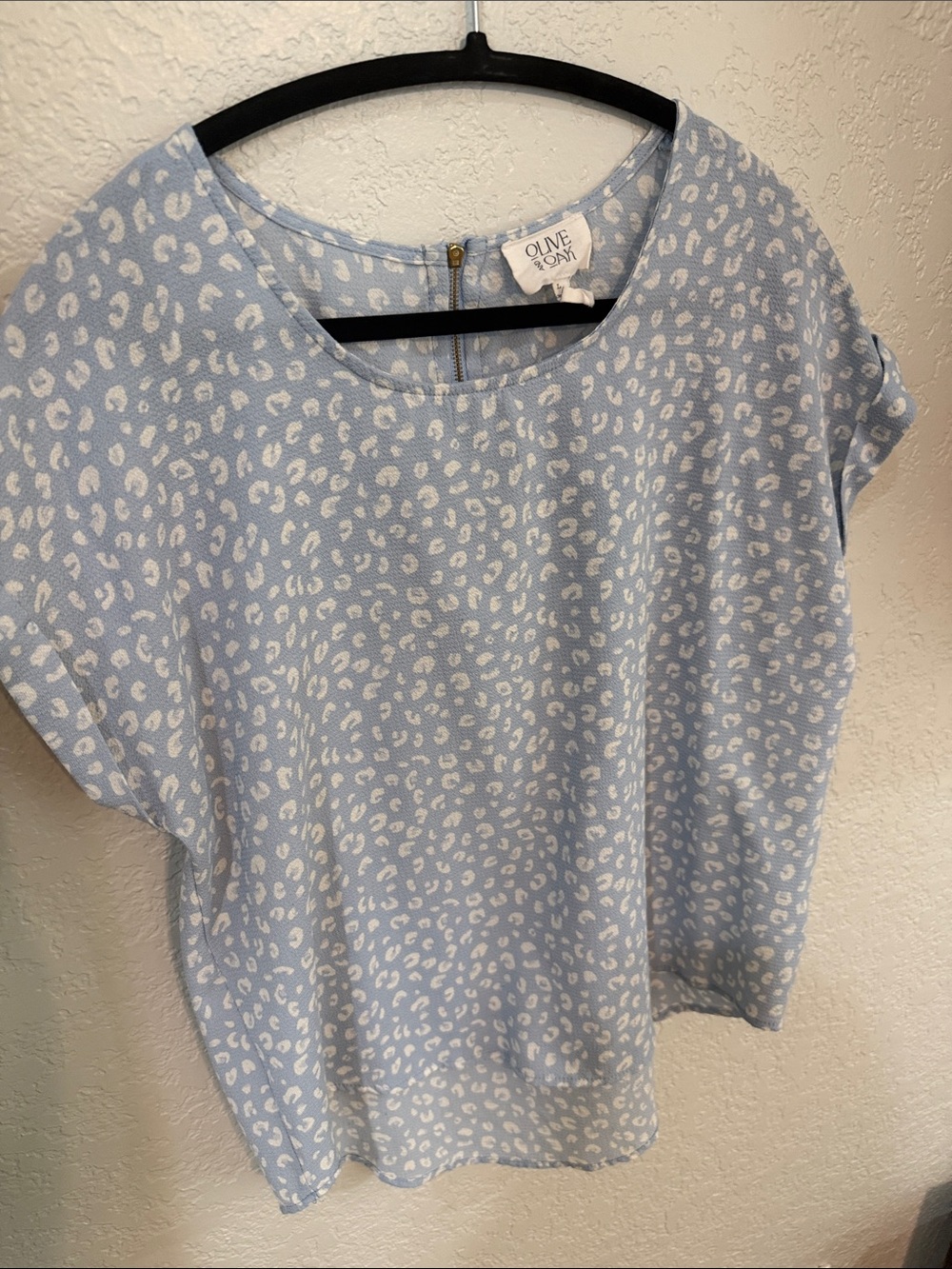 Olive & Oak Sky Blue Printed Cap-Sleeve Blouse